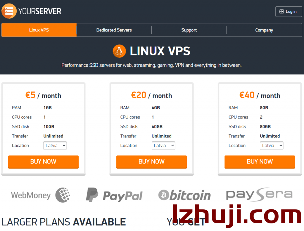yourserver：新增KVM系列，5欧/月起，拉脱维亚VPS/瑞典VPS，1Gbps带宽不限制流量-CDN-服务器-VPS优惠/促销/测评-撸主机评测
